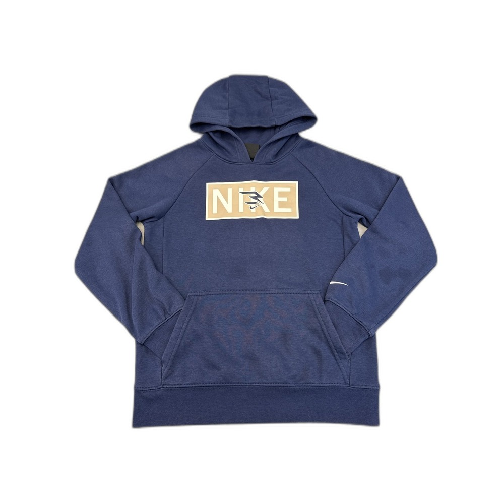 3BRAND Nike Graphic Pullover Hoodie M Blue Cotton Long Sleeve Hooded